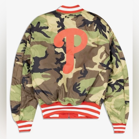 Alpha Industries X Philadelphia Phillies MA-1 Bomber Jacket Red Deadstock NWT - Picture 6 of 7